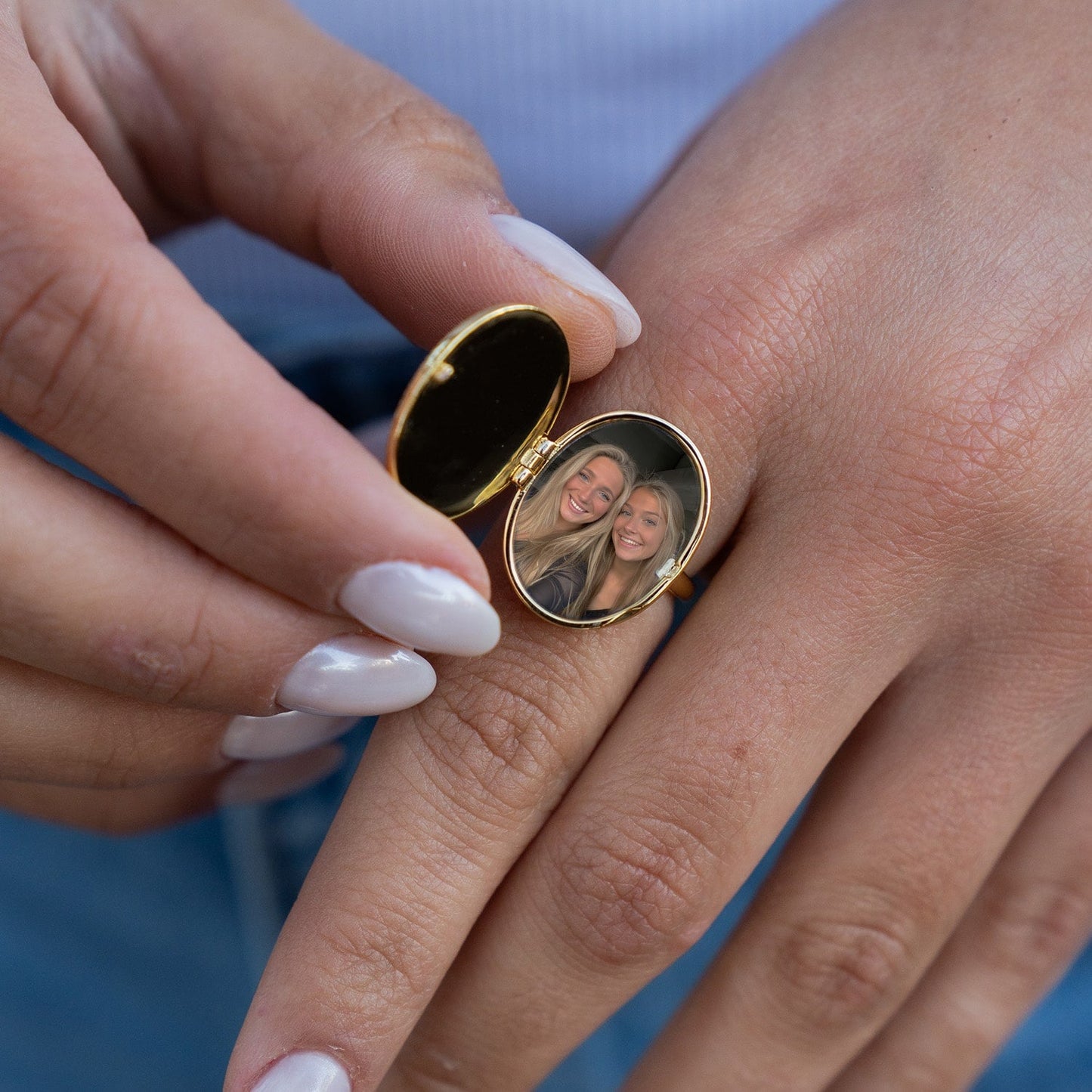 Personalized Mother of Pearl Locket Ring