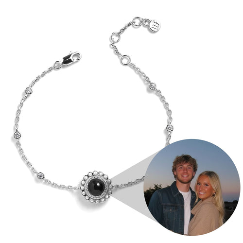 Personalized Pearl Glitz Circle Photo Bracelet