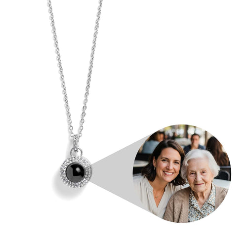 Personalized Pavé Circle Photo Necklace