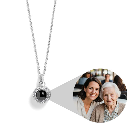 Personalized Pavé Circle Photo Necklace