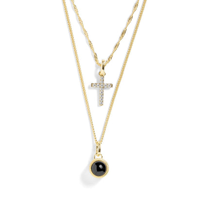Personalized Cross Layered Necklace