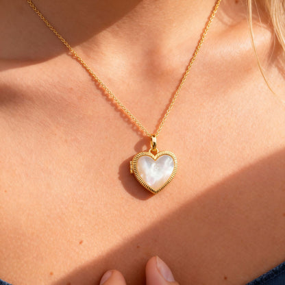 Personalized Mother of Pearl Locket Necklace