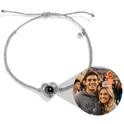 Personalized Pavé Heart Photo Bracelet