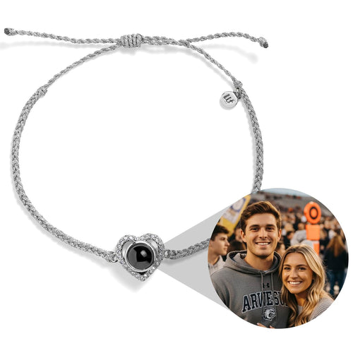 Personalized Pavé Heart Photo Bracelet