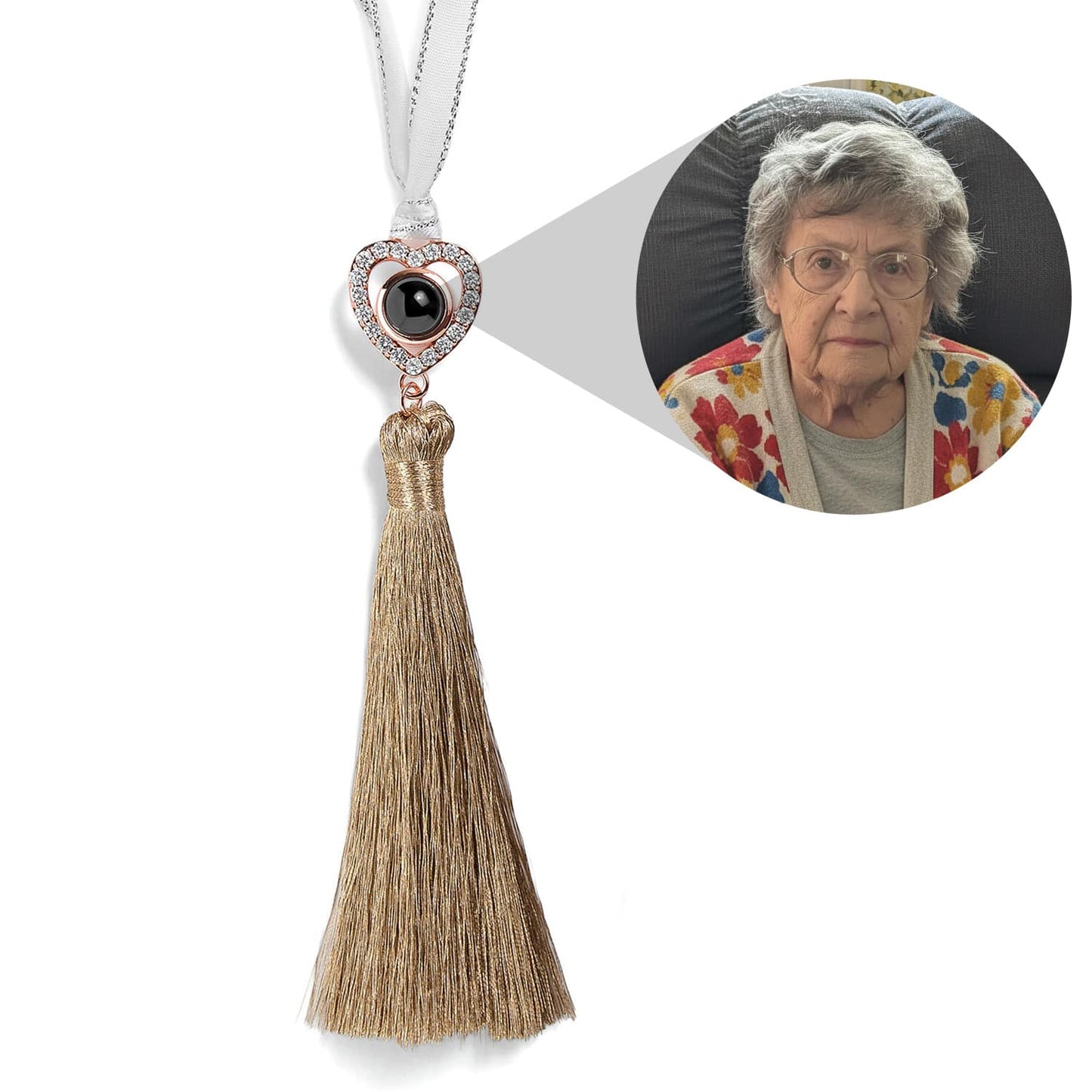 Personalized Heart Photo Tassel Ornament