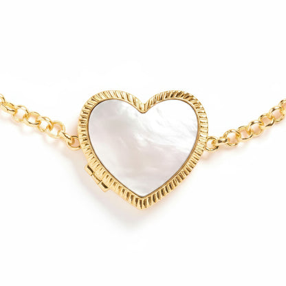 Personalized Mother of Pearl Locket Bracelet