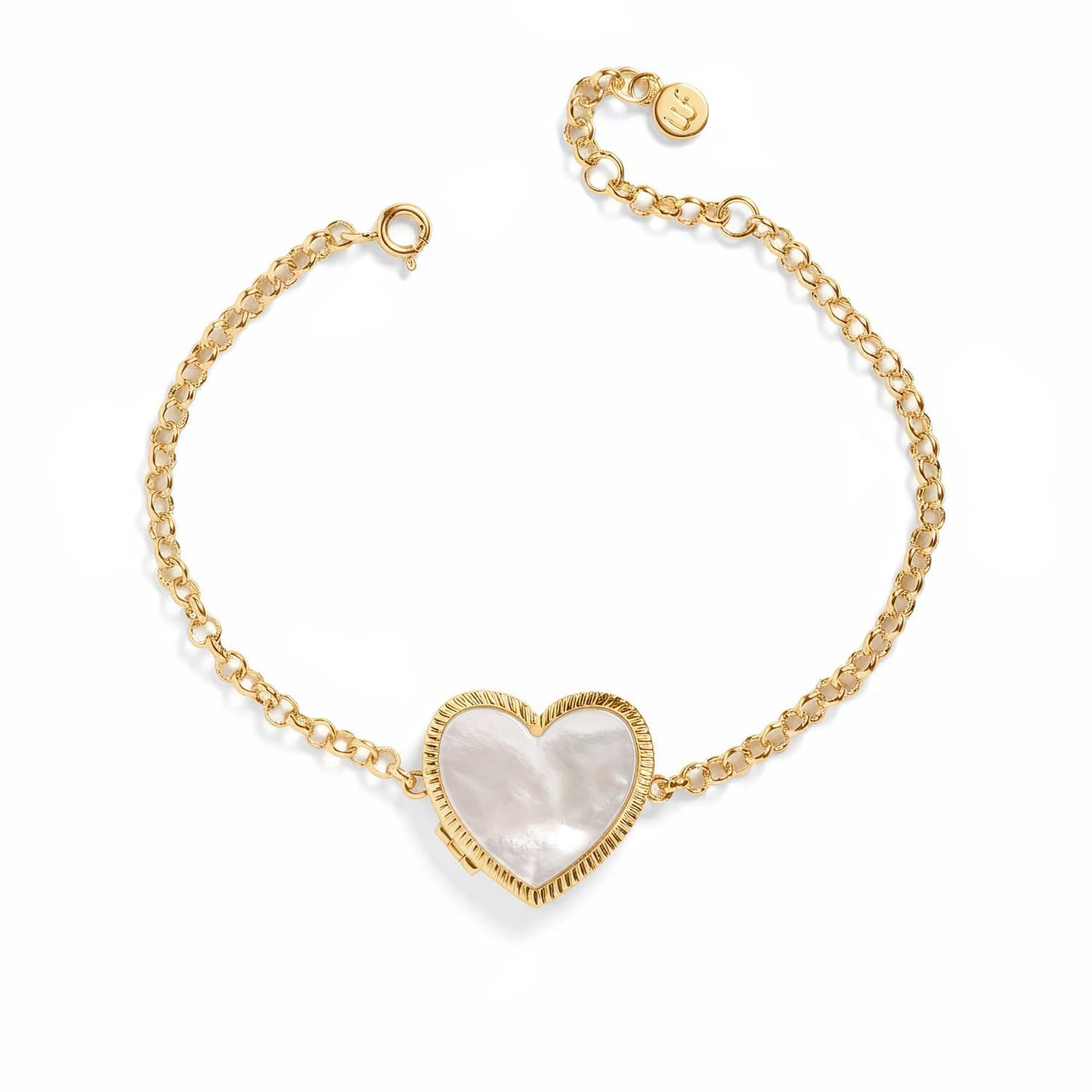 Personalized Mother of Pearl Locket Bracelet