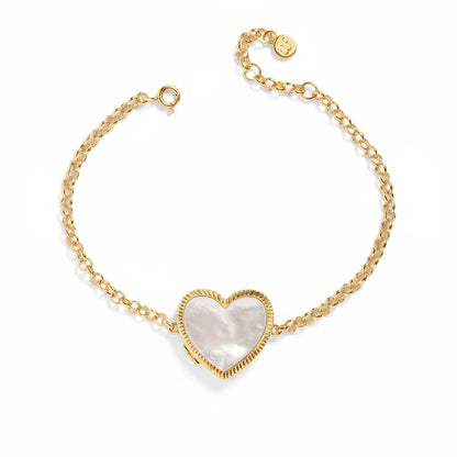 Personalized Mother of Pearl Locket Bracelet