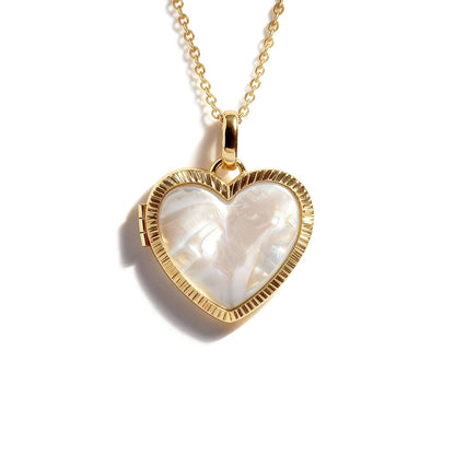 Personalized Mother of Pearl Locket Necklace