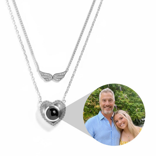 Personalized Angel Wing Layered Necklace