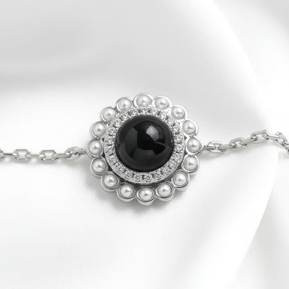 Personalized Pearl Glitz Circle Photo Bracelet