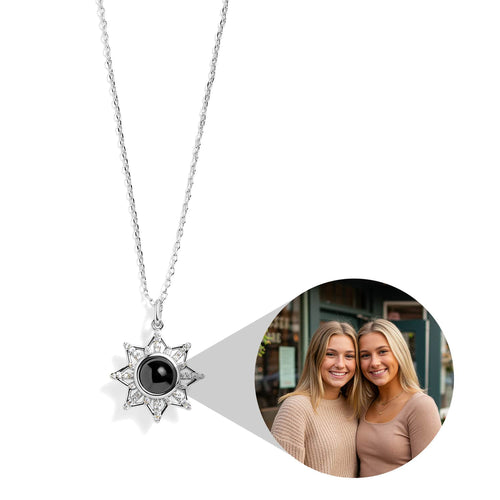 Personalized Pavé Sun Photo Necklace