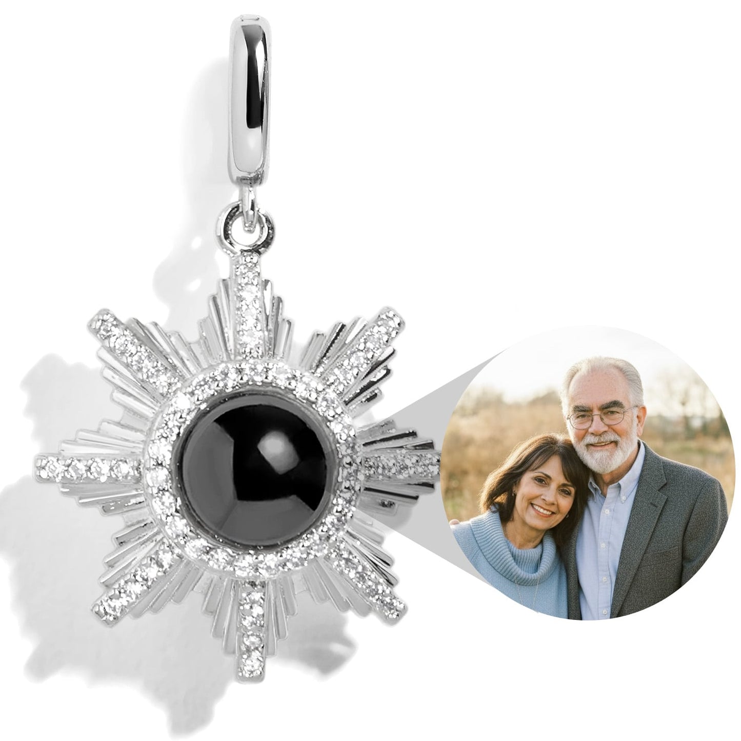 Sunburst Personalized Photo Gem Charm